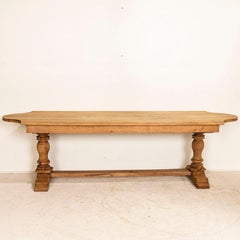Large Antique Oak Trestle Base Dining Table