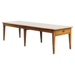 Gran mesa de comedor XXL antigua de roble para 8 a 10 personas de principios del siglo XIX