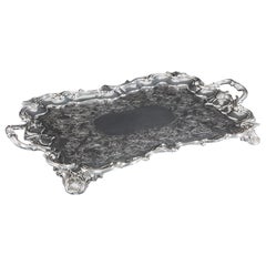 Large Antique Oblong Silver Tray
