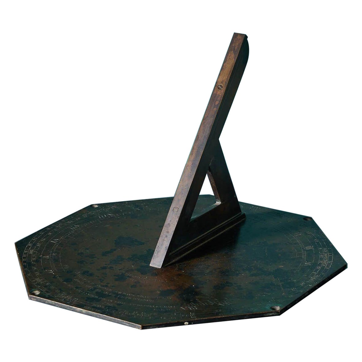 Large Antique Octagonal Bronze Sundial c.1872