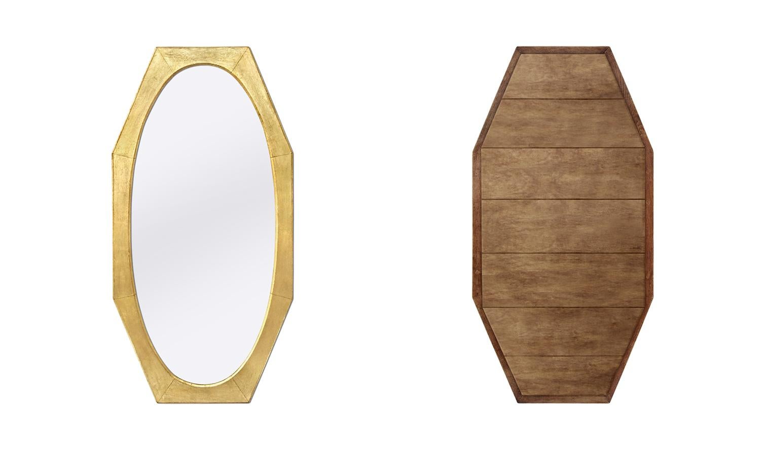 Grand miroir octogonal ancien en bois doré:: vers 1950 Bon état - En vente à Paris, FR
