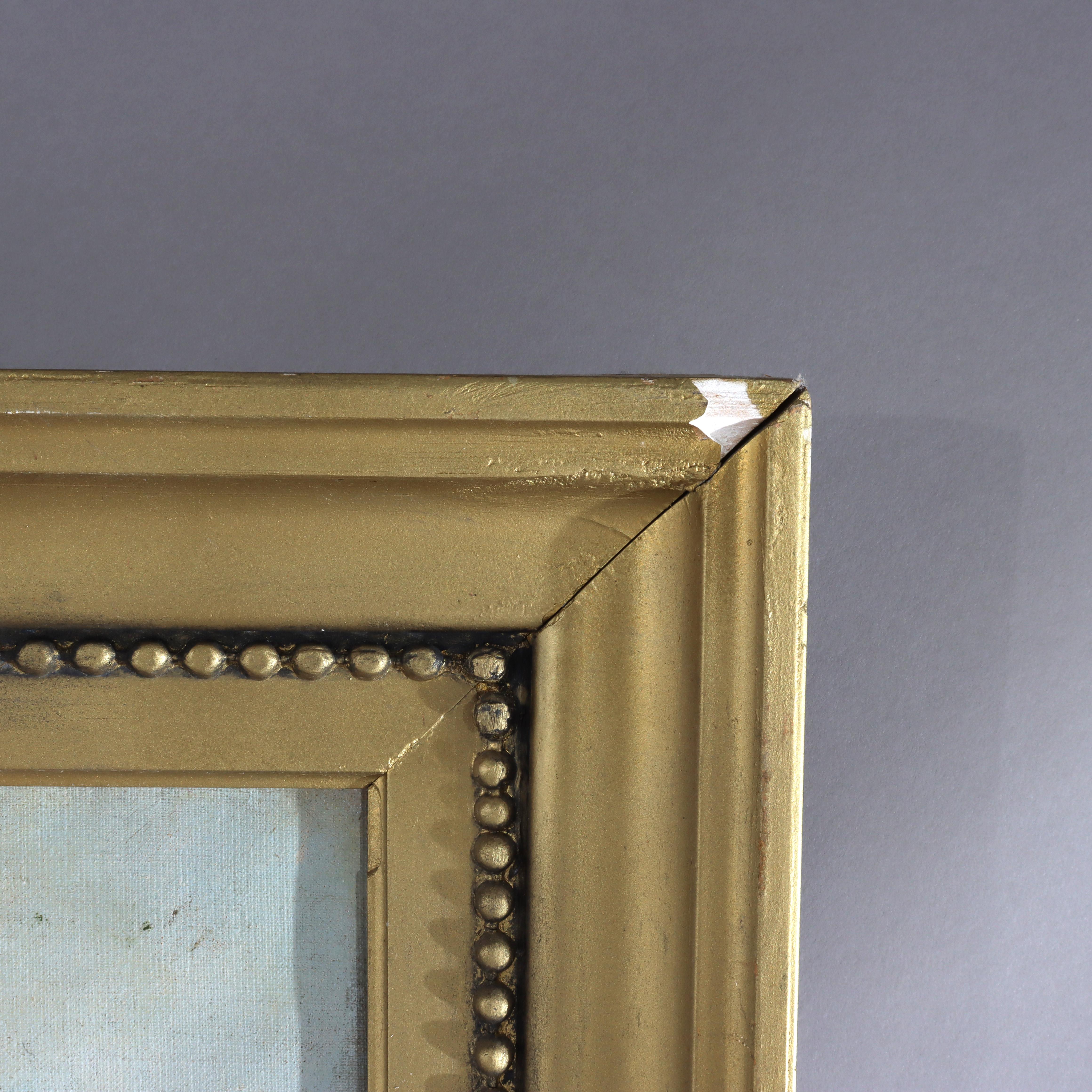 Grande peinture de paysage ancienne à l'huile sur toile C1907 en vente 7