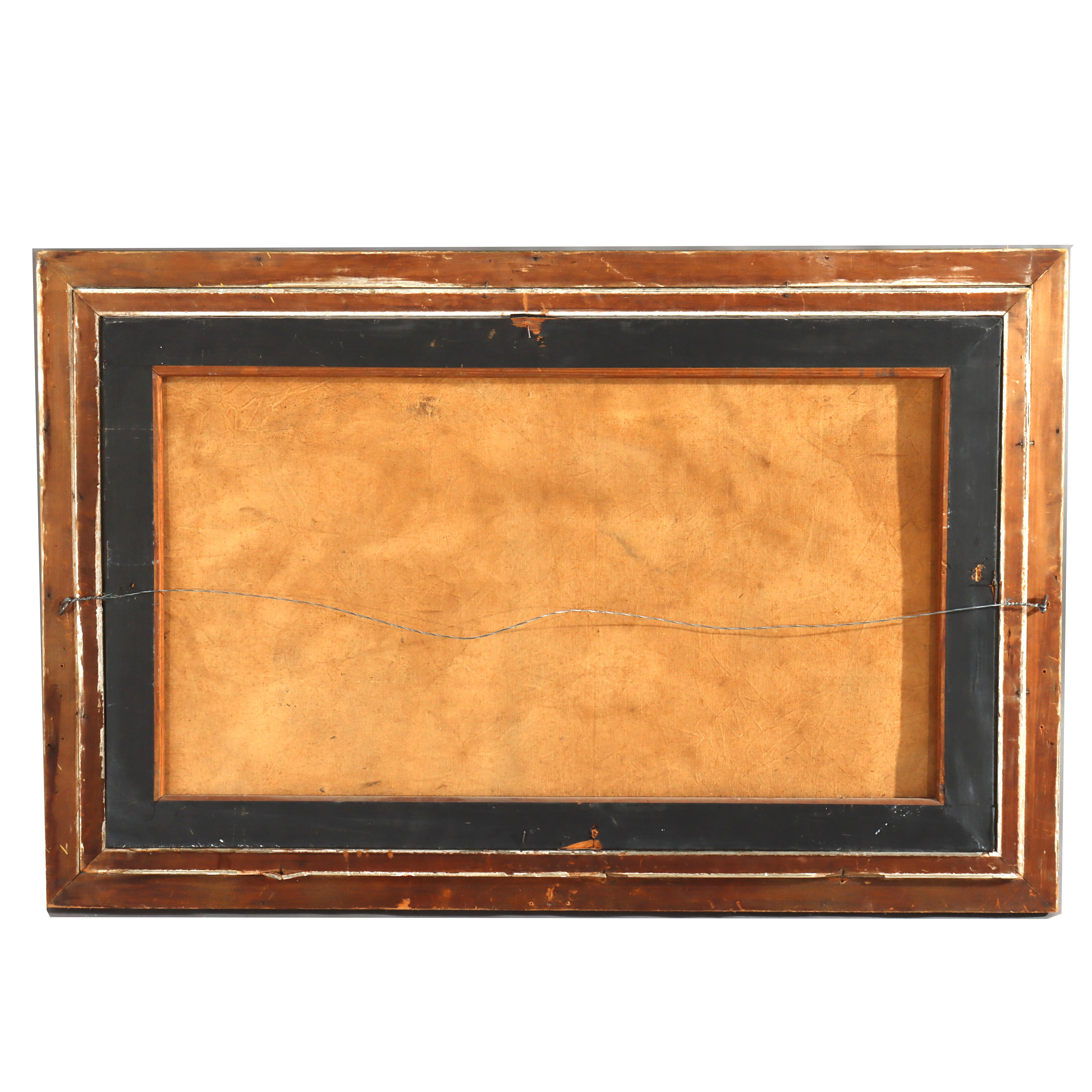 Grande peinture de paysage ancienne à l'huile sur toile C1907 en vente 8