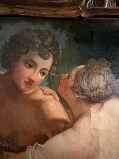 Large Antique Oil on Canvas of Venus & Adonis with Giltwood Frame