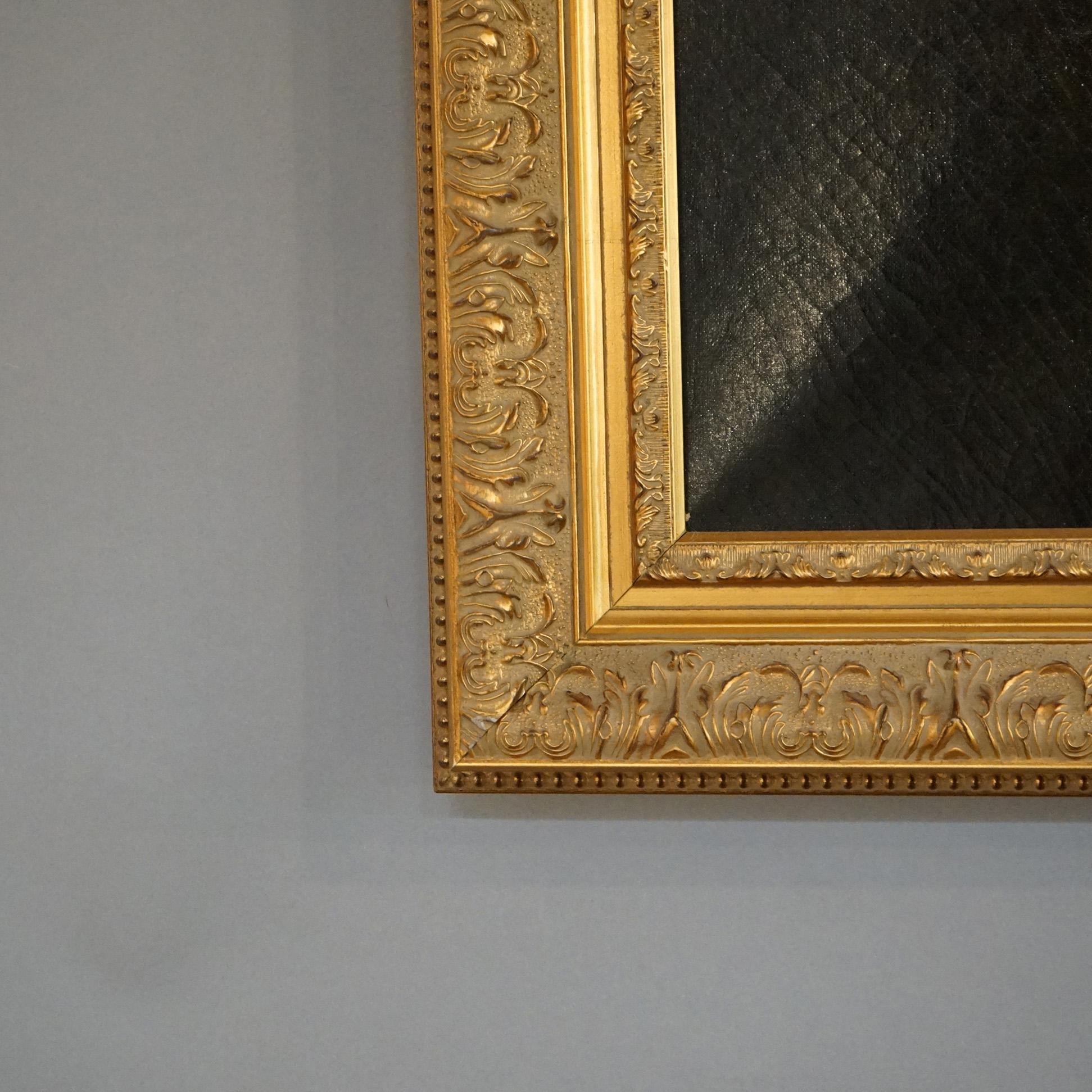 Large Antique Oil On Canvas Portrait Painting of a Woman in Giltwood Frame C1890 For Sale 2