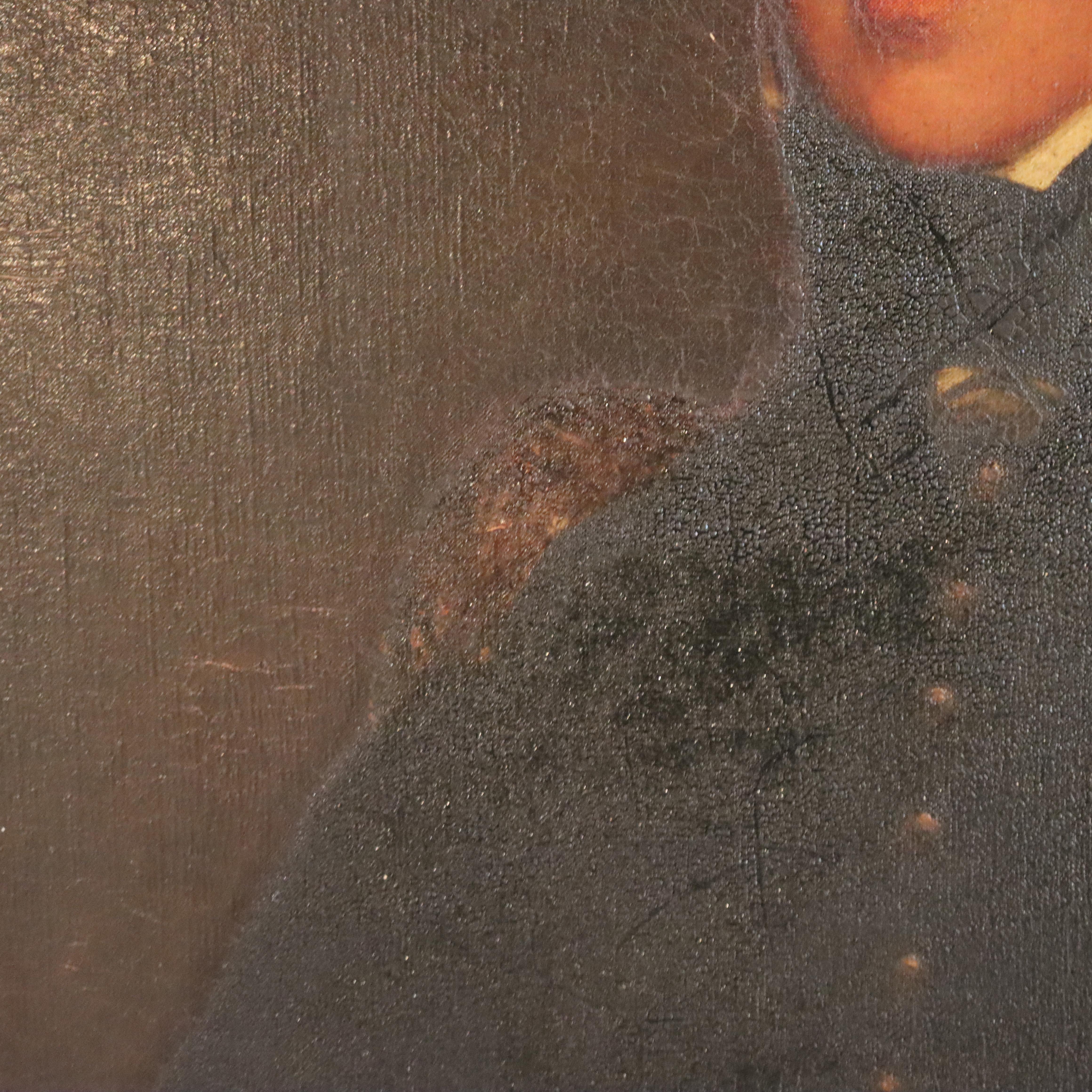 Großes antikes Öl auf Leinwand Porträtgemälde von Major John Biddle Unsigned 1818 im Angebot 7