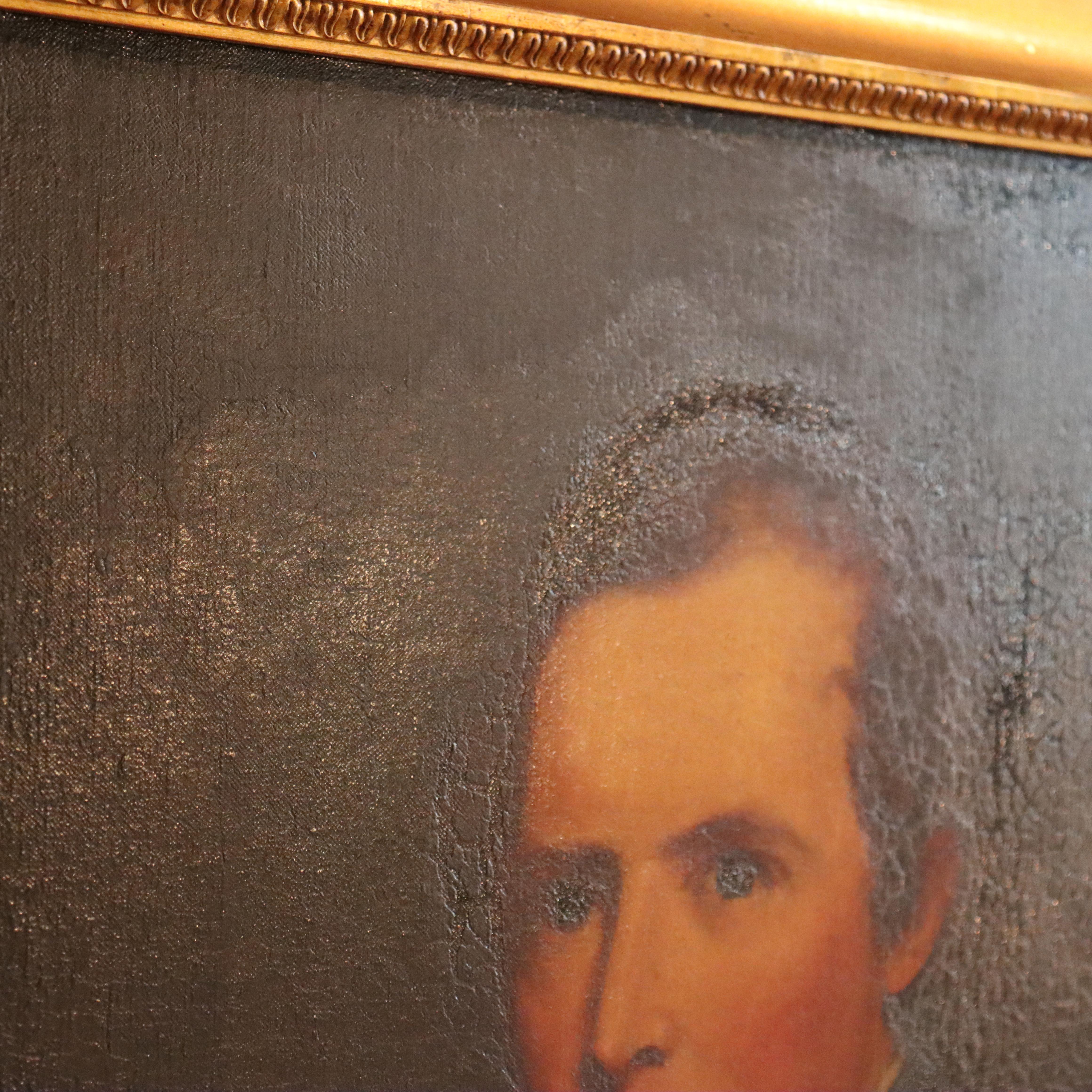 Großes antikes Öl auf Leinwand Porträtgemälde von Major John Biddle Unsigned 1818 im Angebot 4