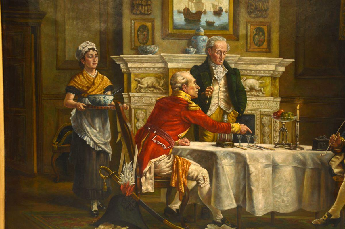 Grande peinture à l'huile ancienne de J.R. Reeves Bon état - En vente à London, GB