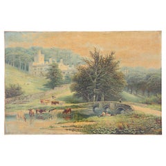 Large Antique Oil Painting Robert Finlay McIntyre Haddon Hall