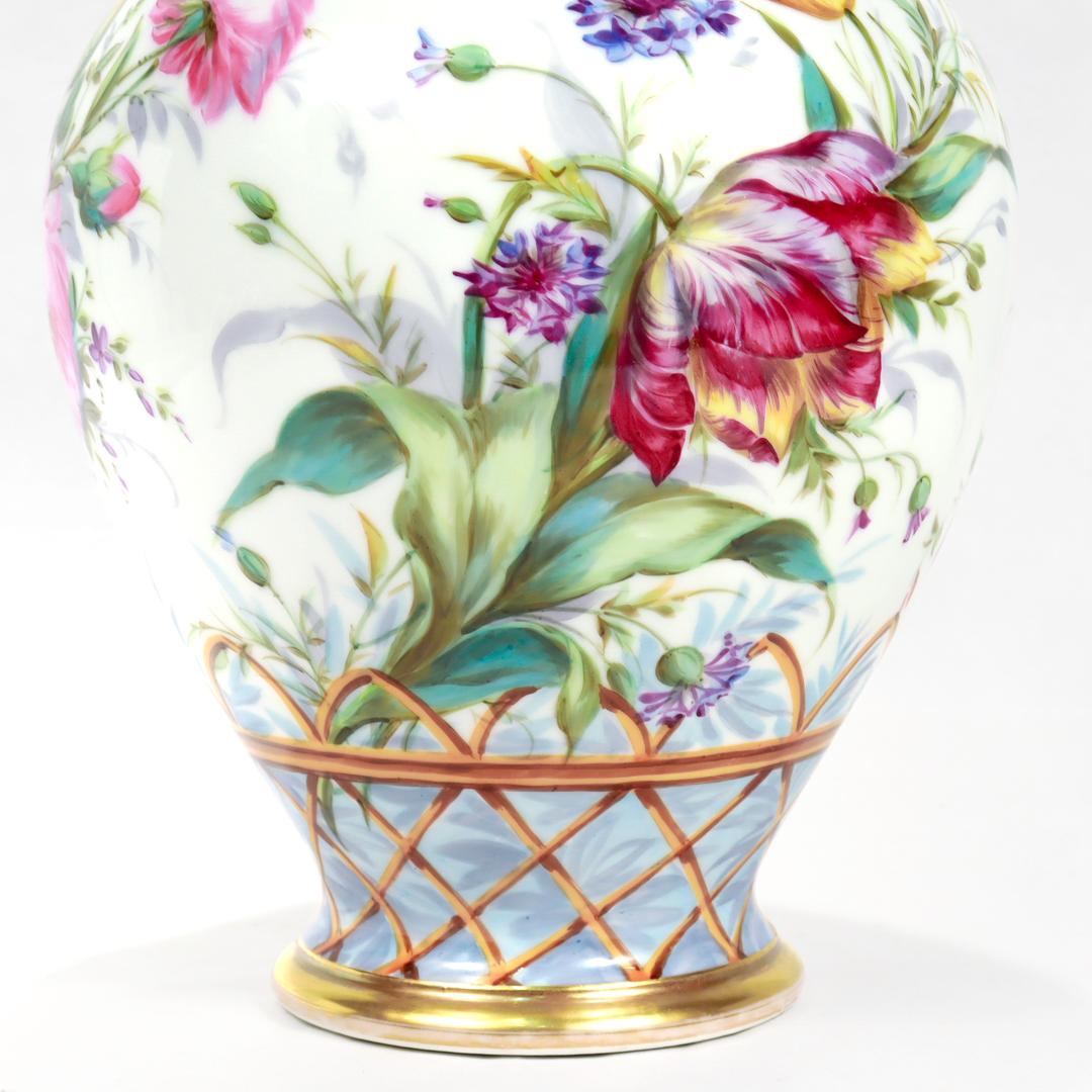 Large Antique Old Paris or Vieux Porcelain Flower Vase by Peter Anton Hannong For Sale 3