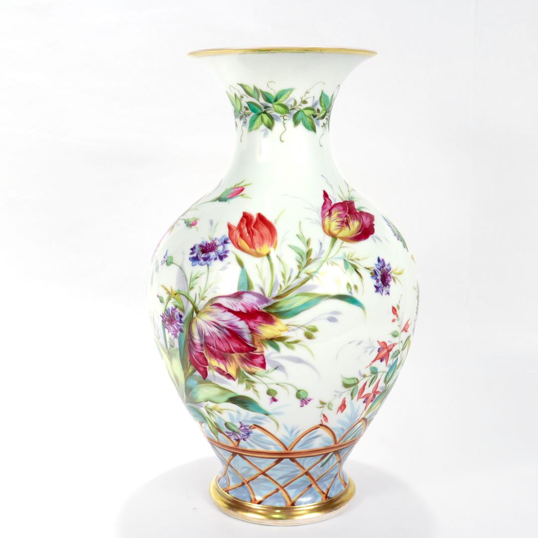 Neoclassical Large Antique Old Paris or Vieux Porcelain Flower Vase by Peter Anton Hannong For Sale