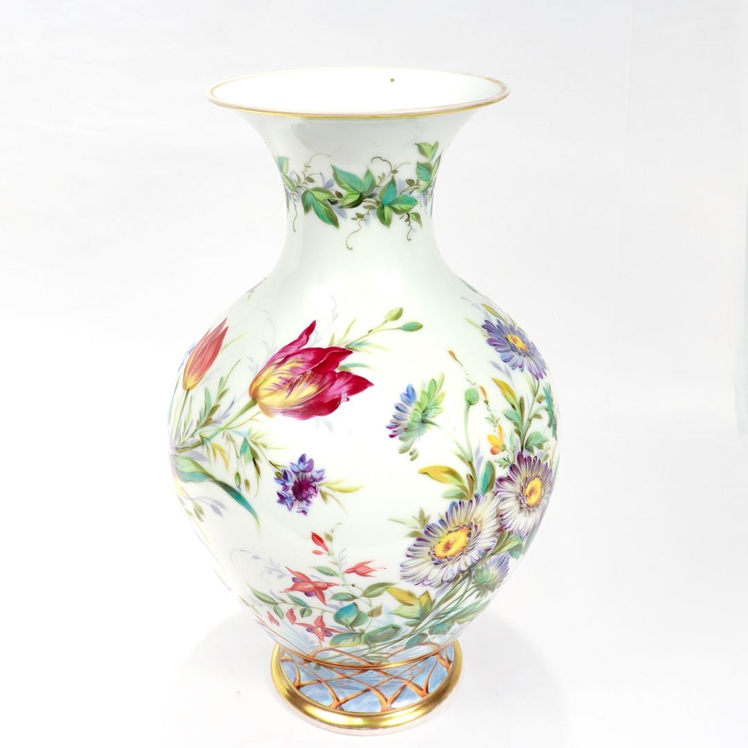 19th Century Large Antique Old Paris or Vieux Porcelain Flower Vase by Peter Anton Hannong For Sale