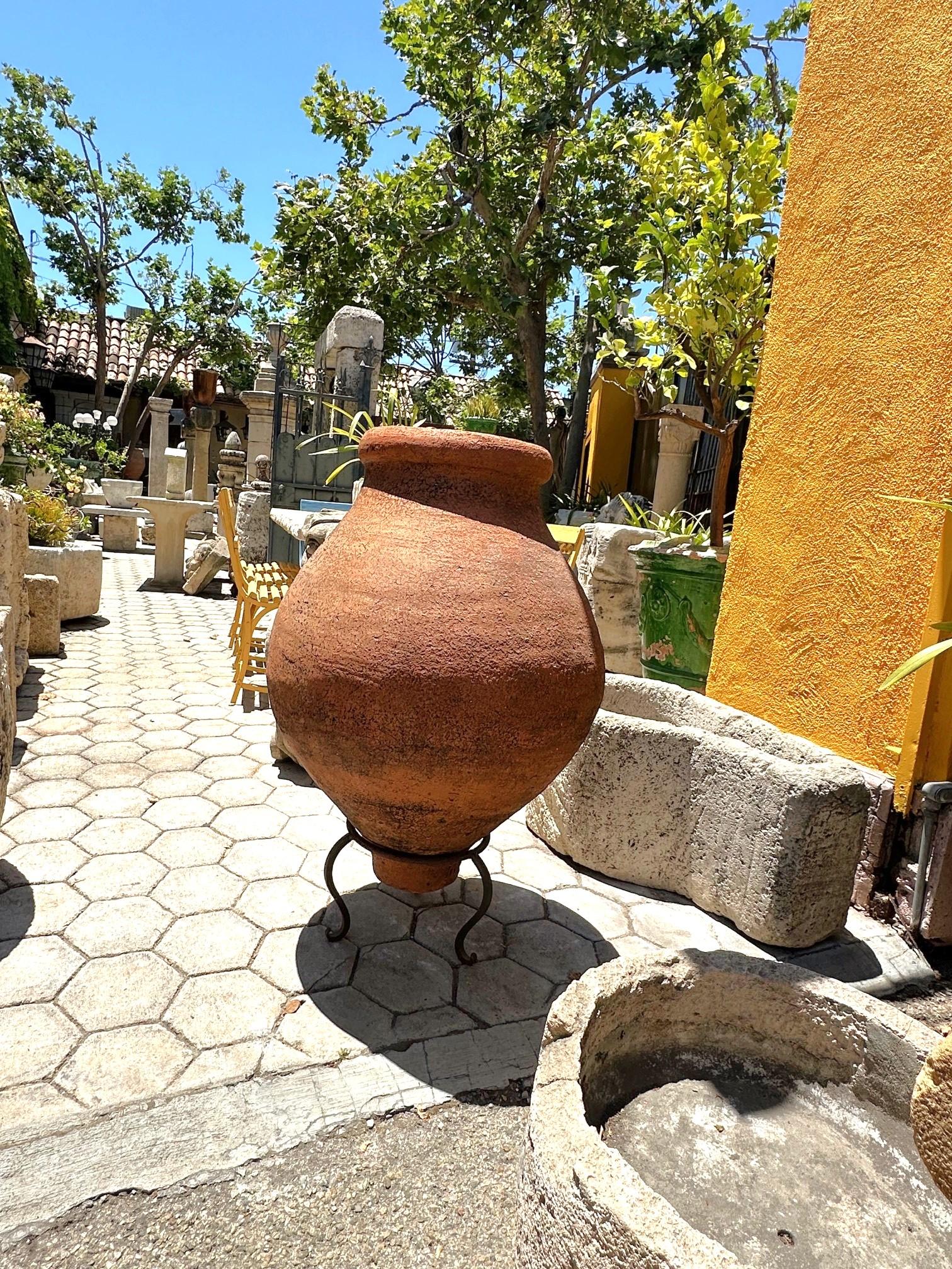 Large Antique on Stand Terracotta Olive Oil Jar Garden Urn Pot Planter Dealer CA For Sale 8