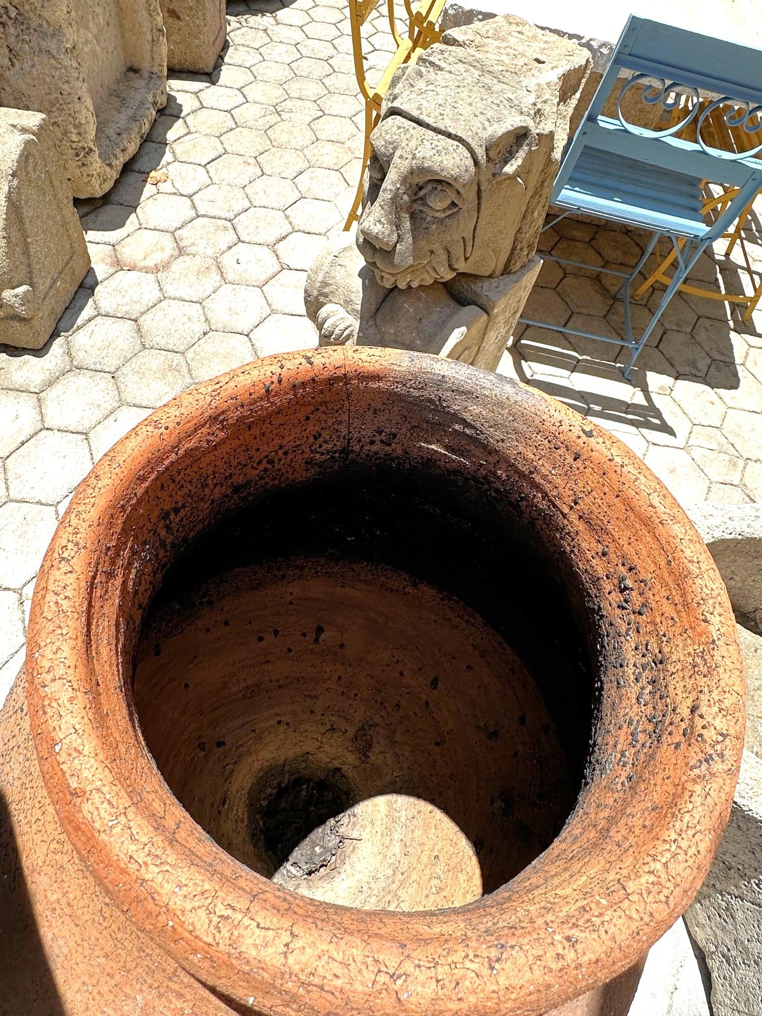 Large Antique on Stand Terracotta Olive Oil Jar Garden Urn Pot Planter Dealer CA For Sale 9