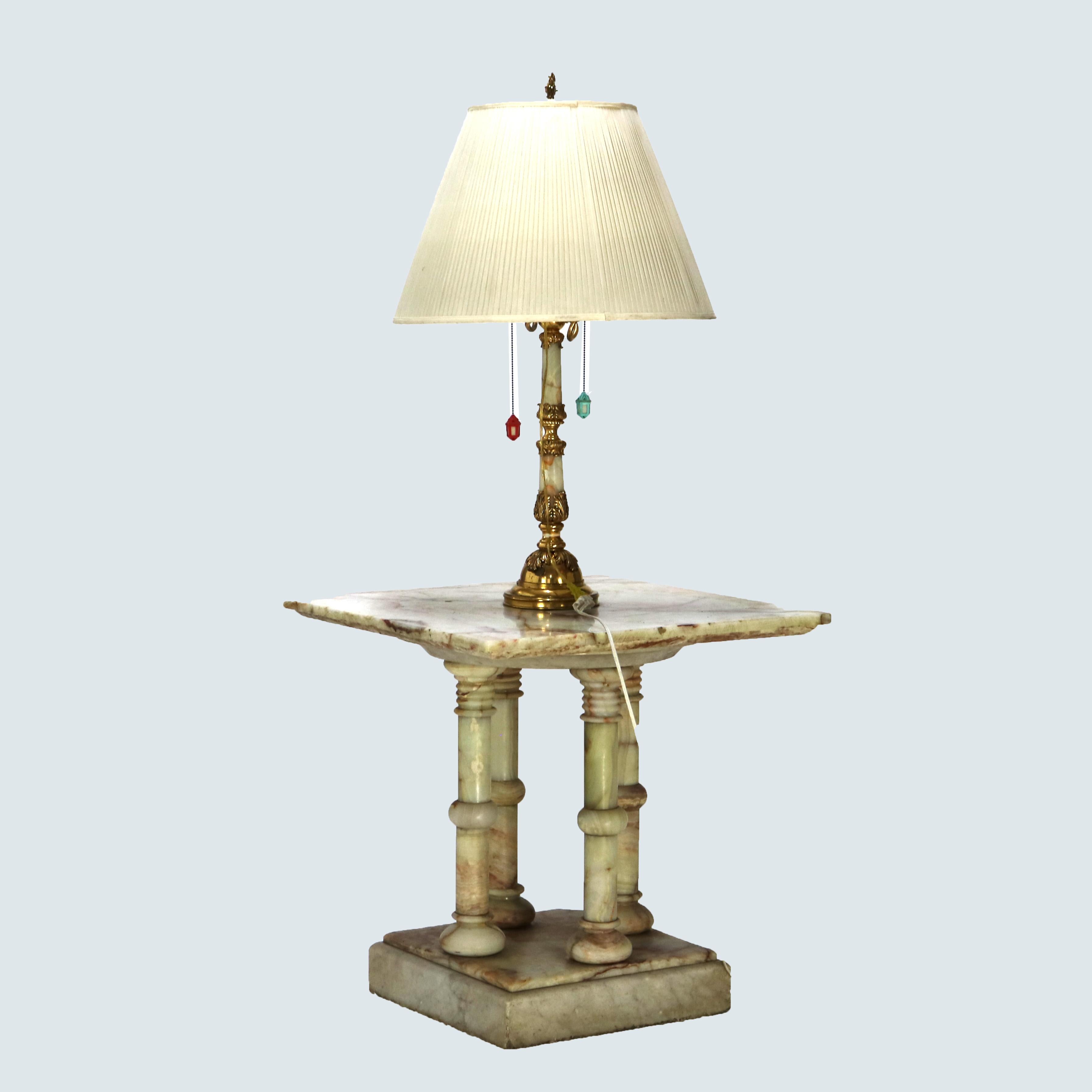 Large Antique Onyx & Gilt Bronze Floor Lamp with Doric Columns C1890 7