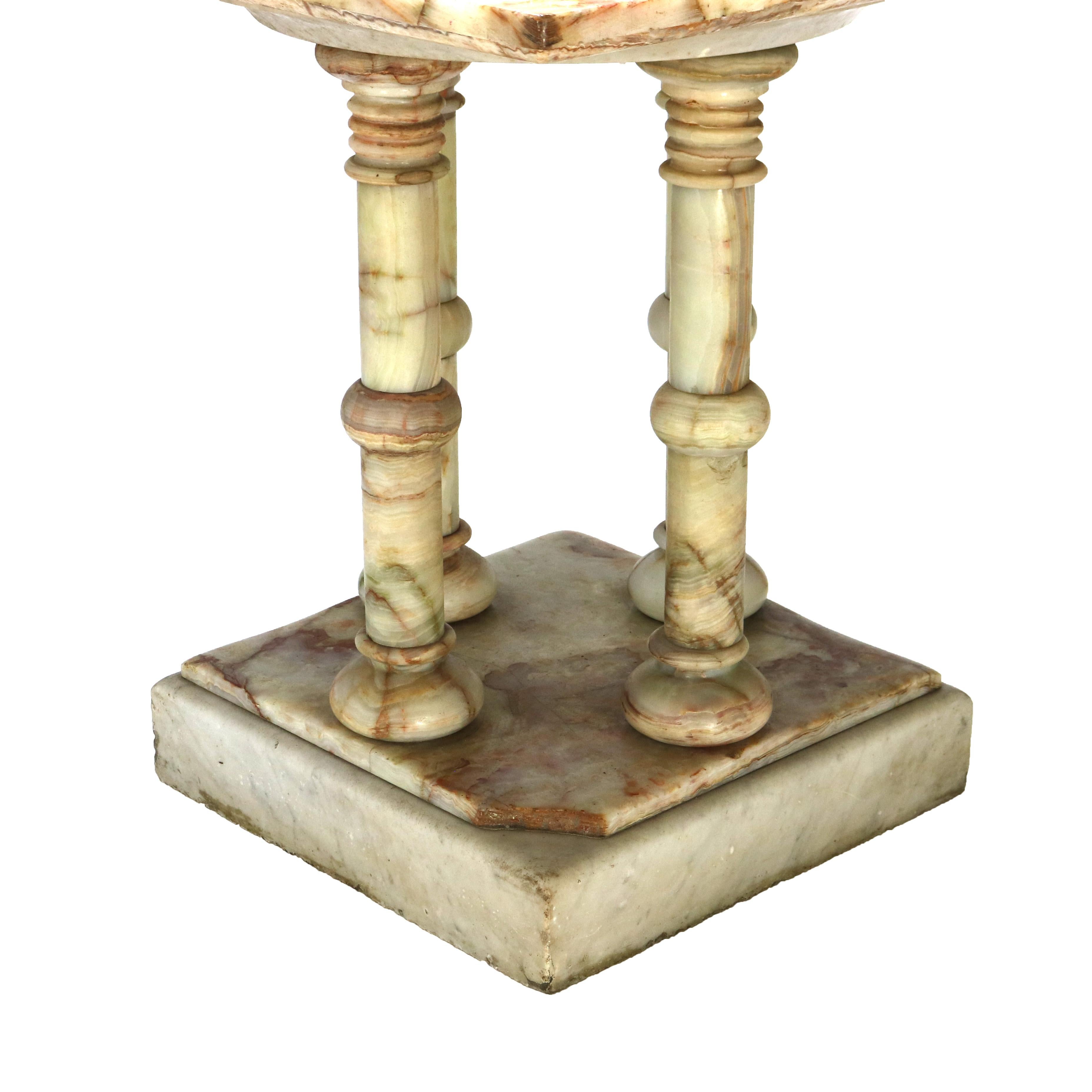 North American Large Antique Onyx & Gilt Bronze Floor Lamp with Doric Columns C1890