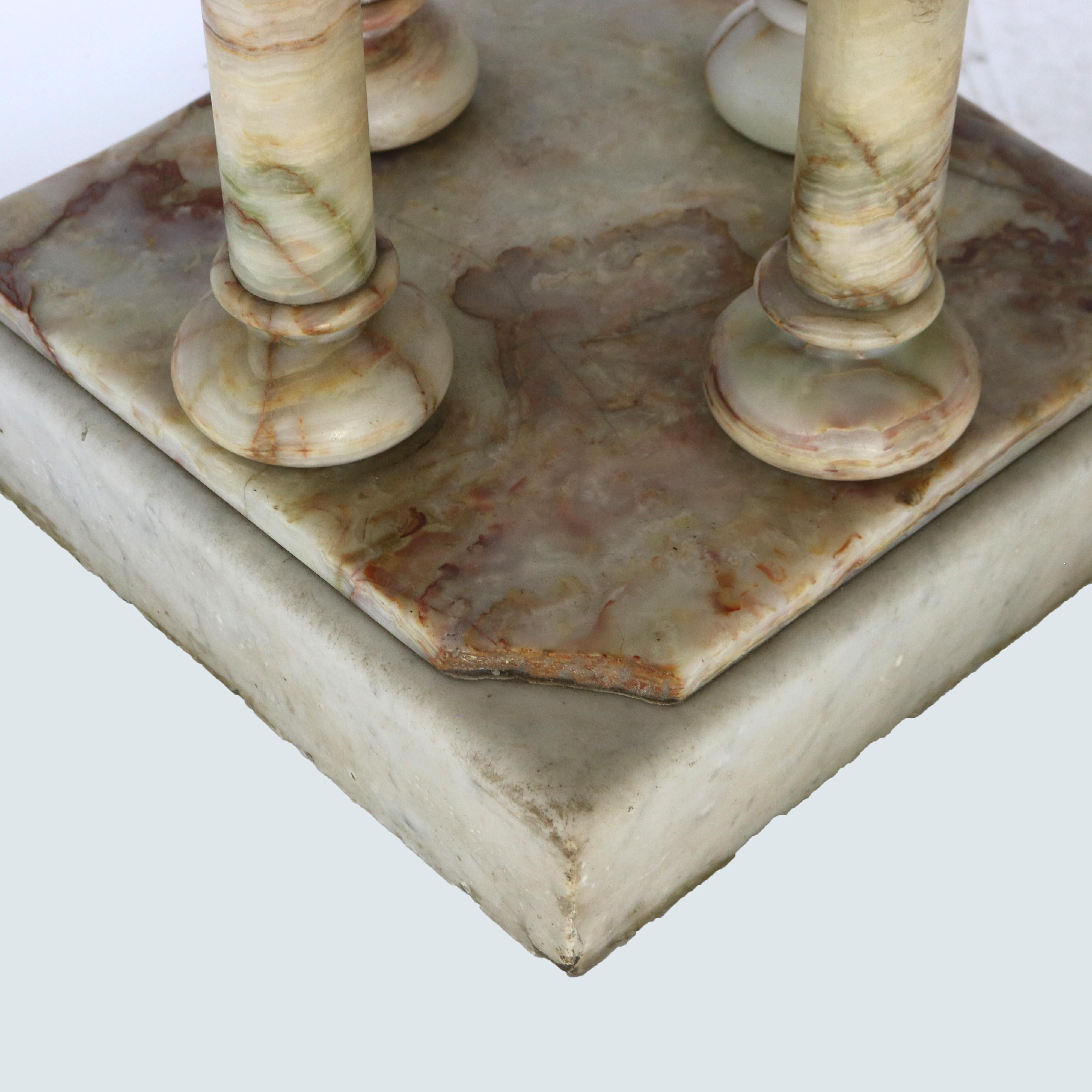 Large Antique Onyx & Gilt Bronze Floor Lamp with Doric Columns C1890 In Good Condition In Big Flats, NY