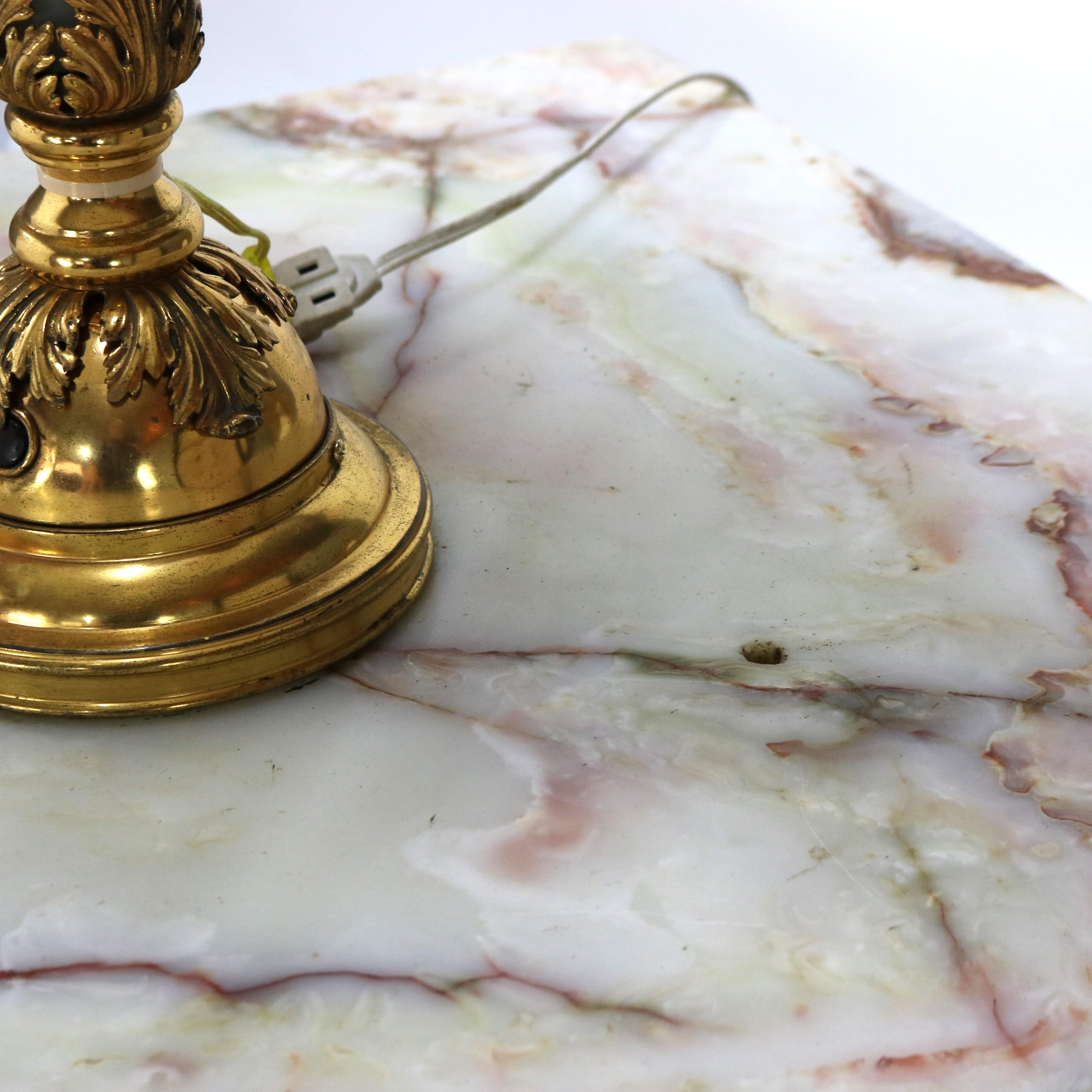 Large Antique Onyx & Gilt Bronze Floor Lamp with Doric Columns C1890 2