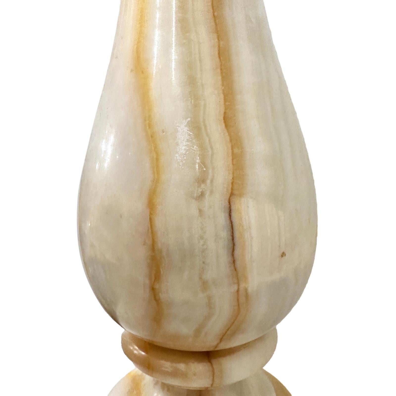 Italian Large Antique Onyx Table Lamp For Sale