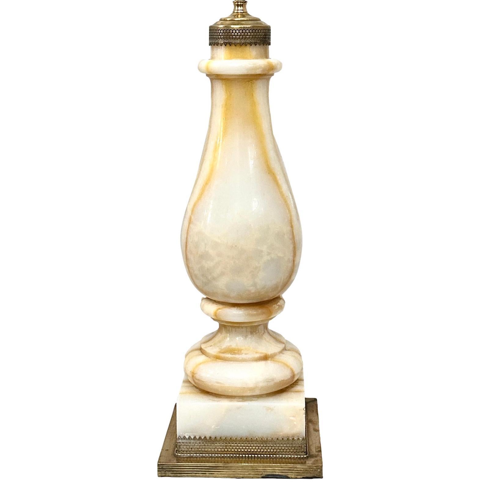 Early 20th Century Large Antique Onyx Table Lamp For Sale