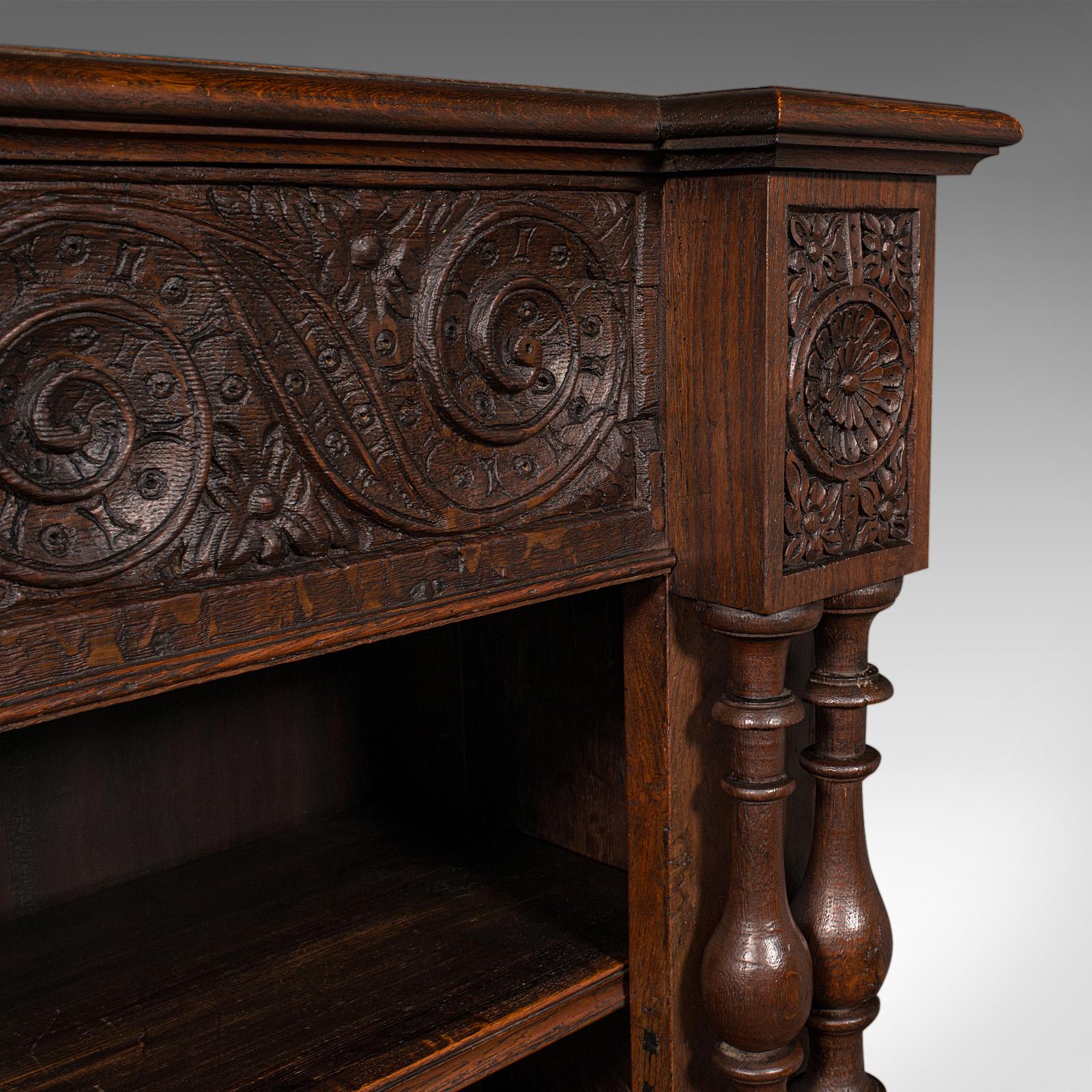 Large Antique Open Bookcase, Scottish Oak, Gothic Revival, Victorian, Circa 1880 For Sale 6