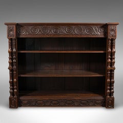 Large Antique Open Bookcase, Scottish Oak, Gothic Revival, Victorian, Circa 1880
