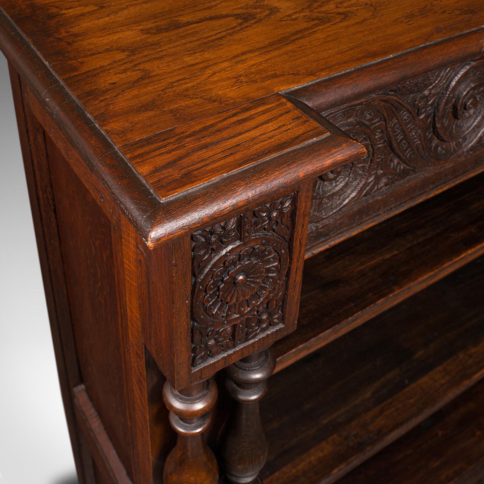 Large Antique Open Bookcase, Scottish Oak, Gothic Revival, Victorian, Circa 1880 For Sale 2