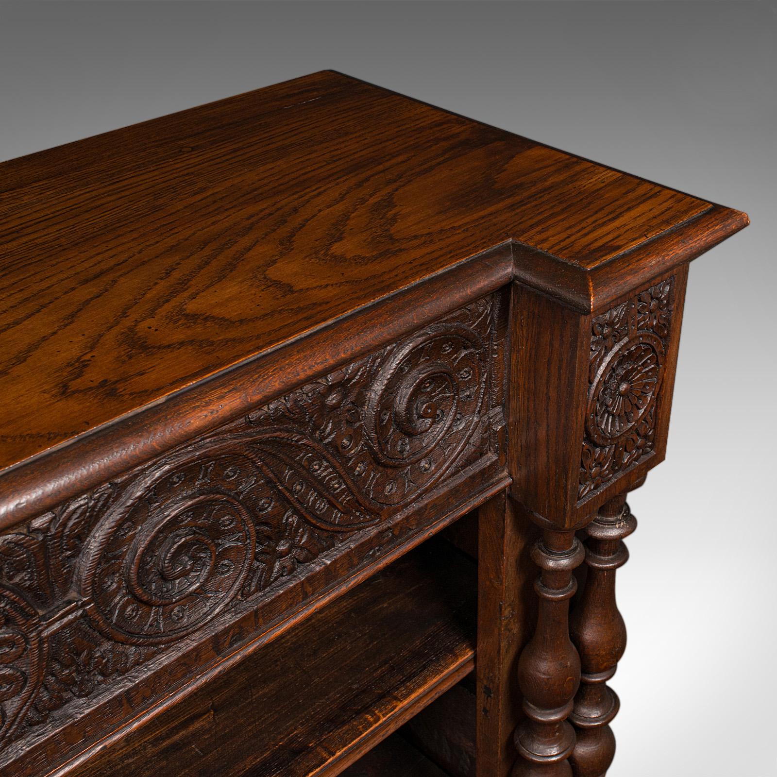 Large Antique Open Bookcase, Scottish Oak, Gothic Revival, Victorian, Circa 1880 For Sale 3