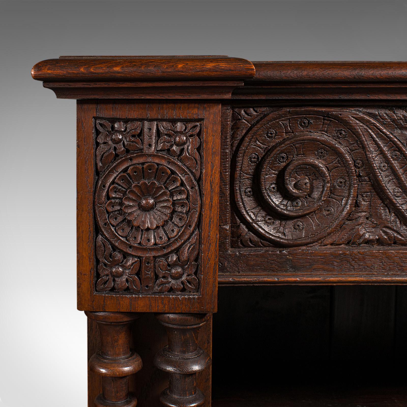Large Antique Open Bookcase, Scottish Oak, Gothic Revival, Victorian, Circa 1880 For Sale 4