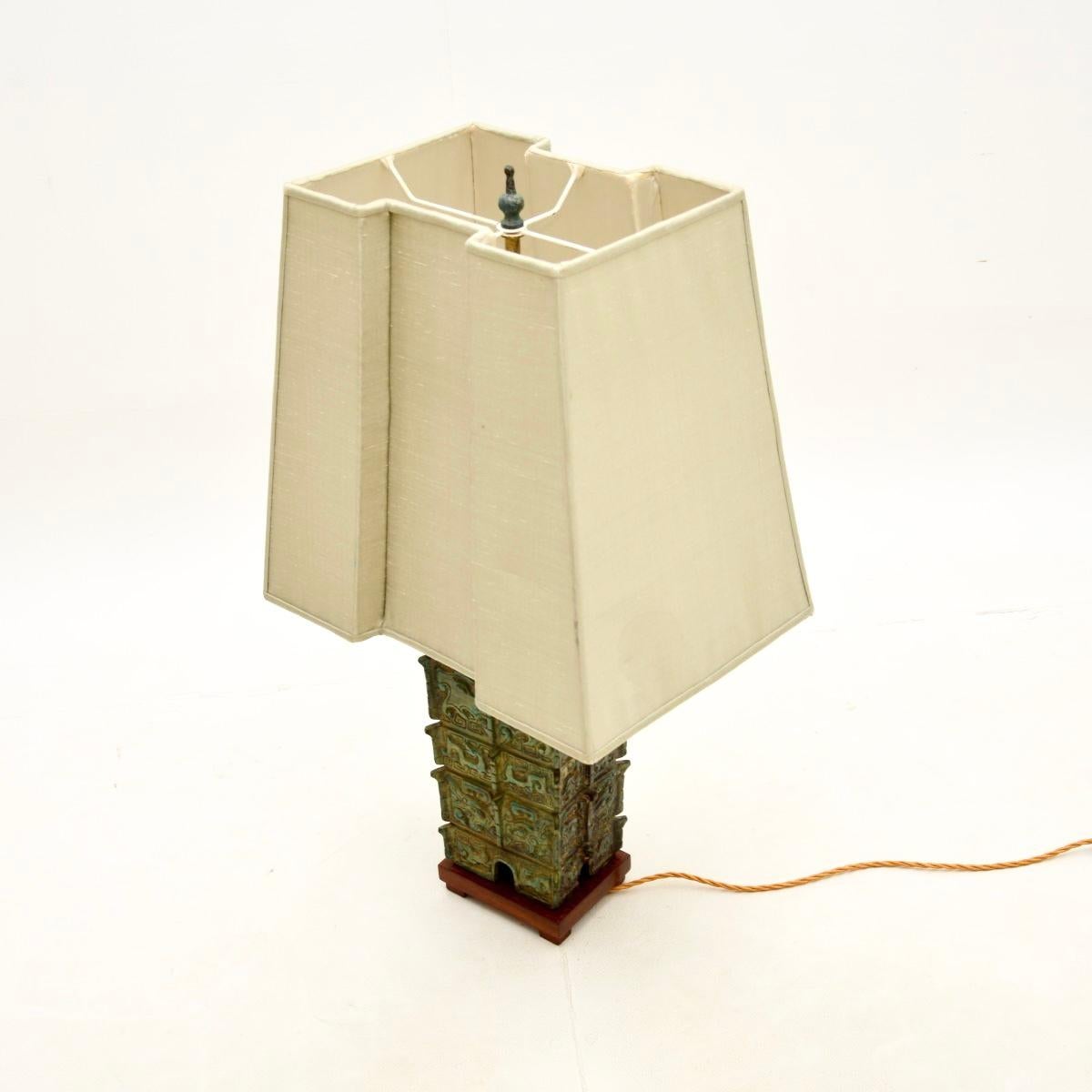 Chinese Large Antique Oriental Bronze Table Lamp