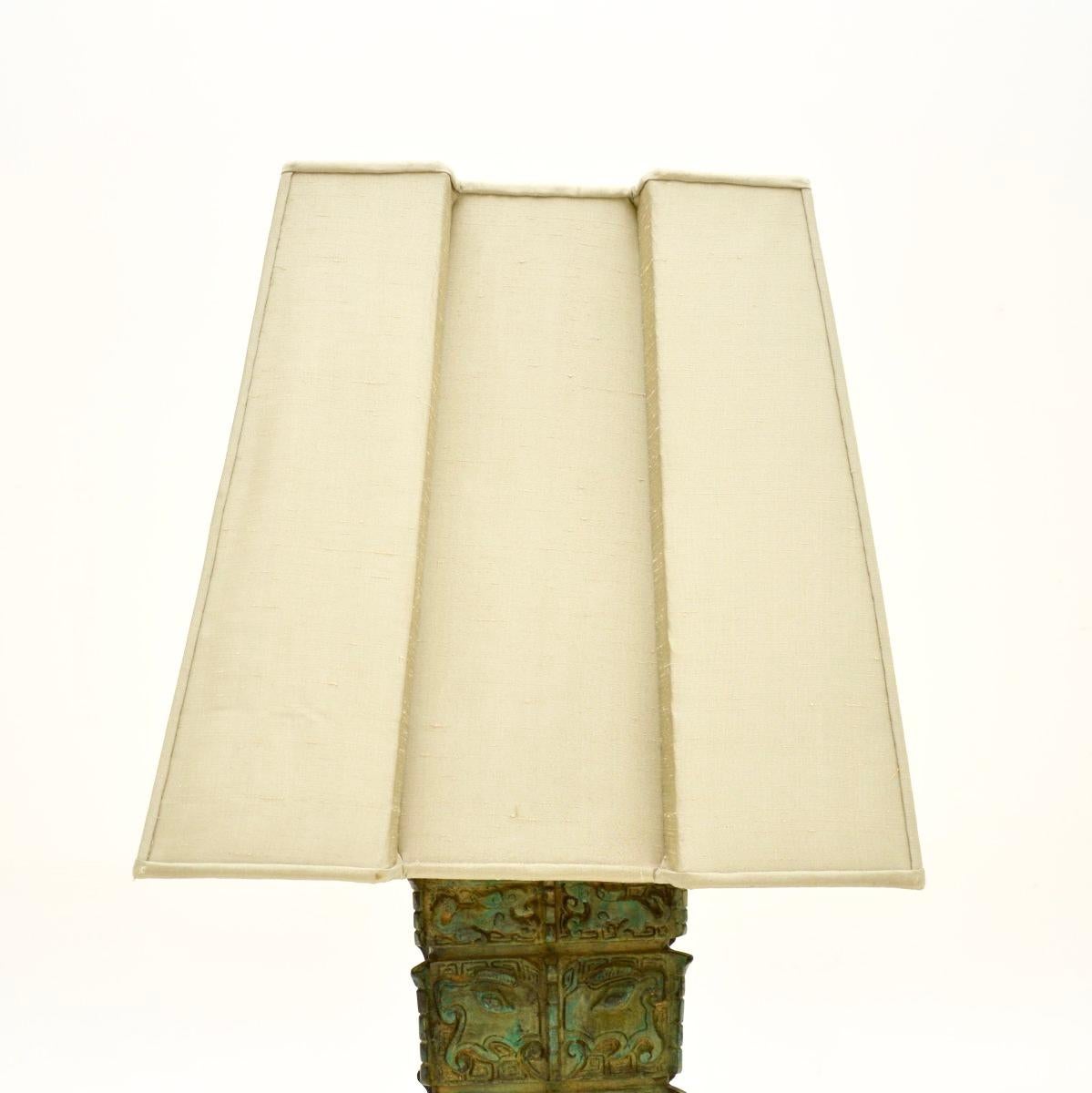 Mid-20th Century Large Antique Oriental Bronze Table Lamp