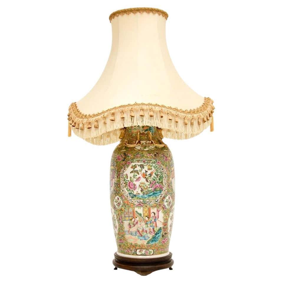 Large Bronze Enamel Decorated Oriental Table Lamp For Sale at 1stDibs