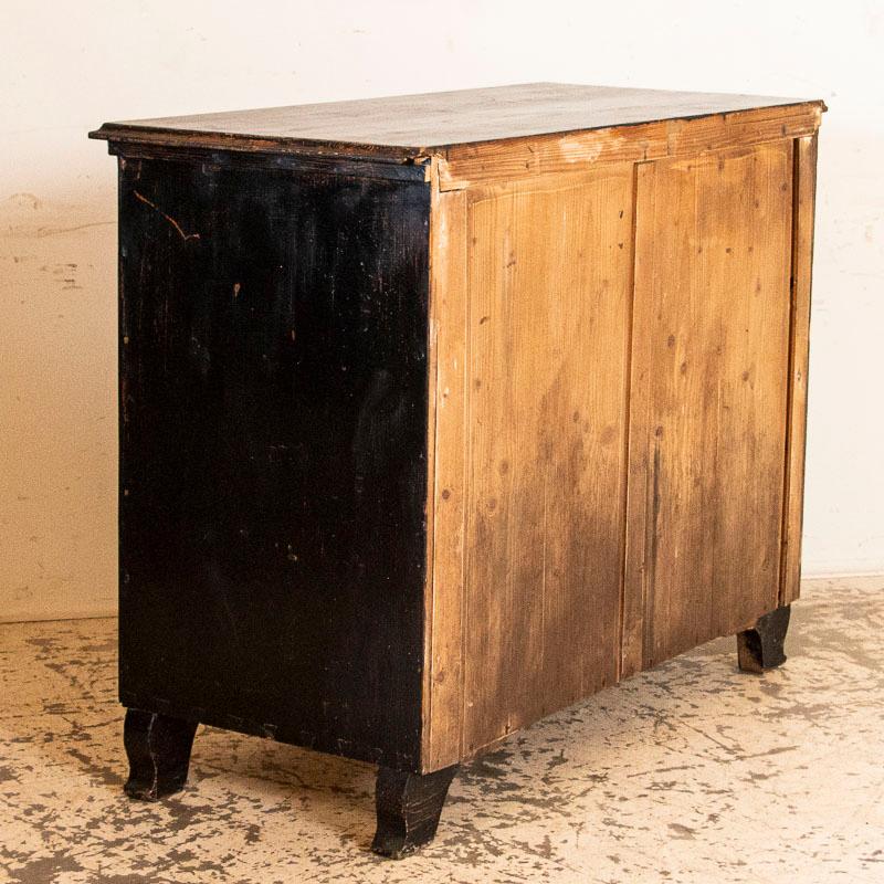 Large Antique Original Black Painted Chest of 3 Drawers In Good Condition In Round Top, TX