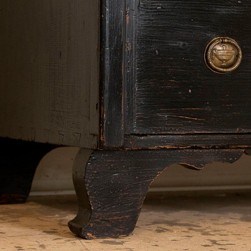 19th Century Large Antique Original Black Painted Chest of 3 Drawers