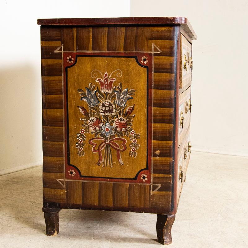 Wood Large Antique Original Folk Art Painted Chest of Drawers from Hungary