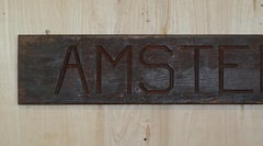 Large Antique Original Paint Amsterdam Hand Carved Wood Sign