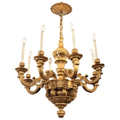 Large Antique Ornate French Louis XIV Boulle Style Gilt Bronze Chandelier