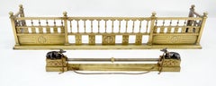 Large Antique Ornate Solid Brass Fireplace Fender Towel Rack c1900s Stunning