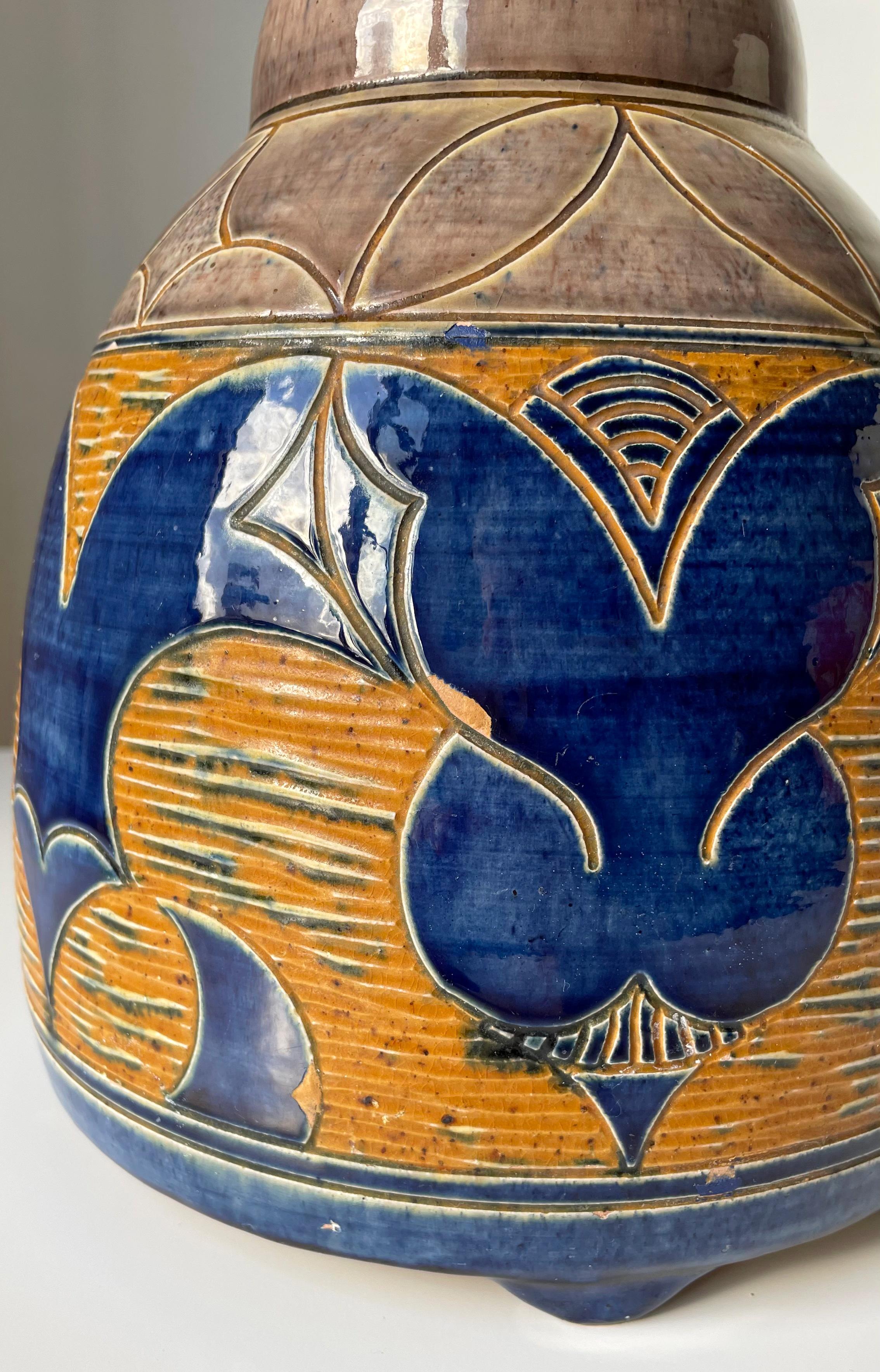 Large Antique Otto Grell Art Deco Ceramic Vase, 1929 For Sale 4