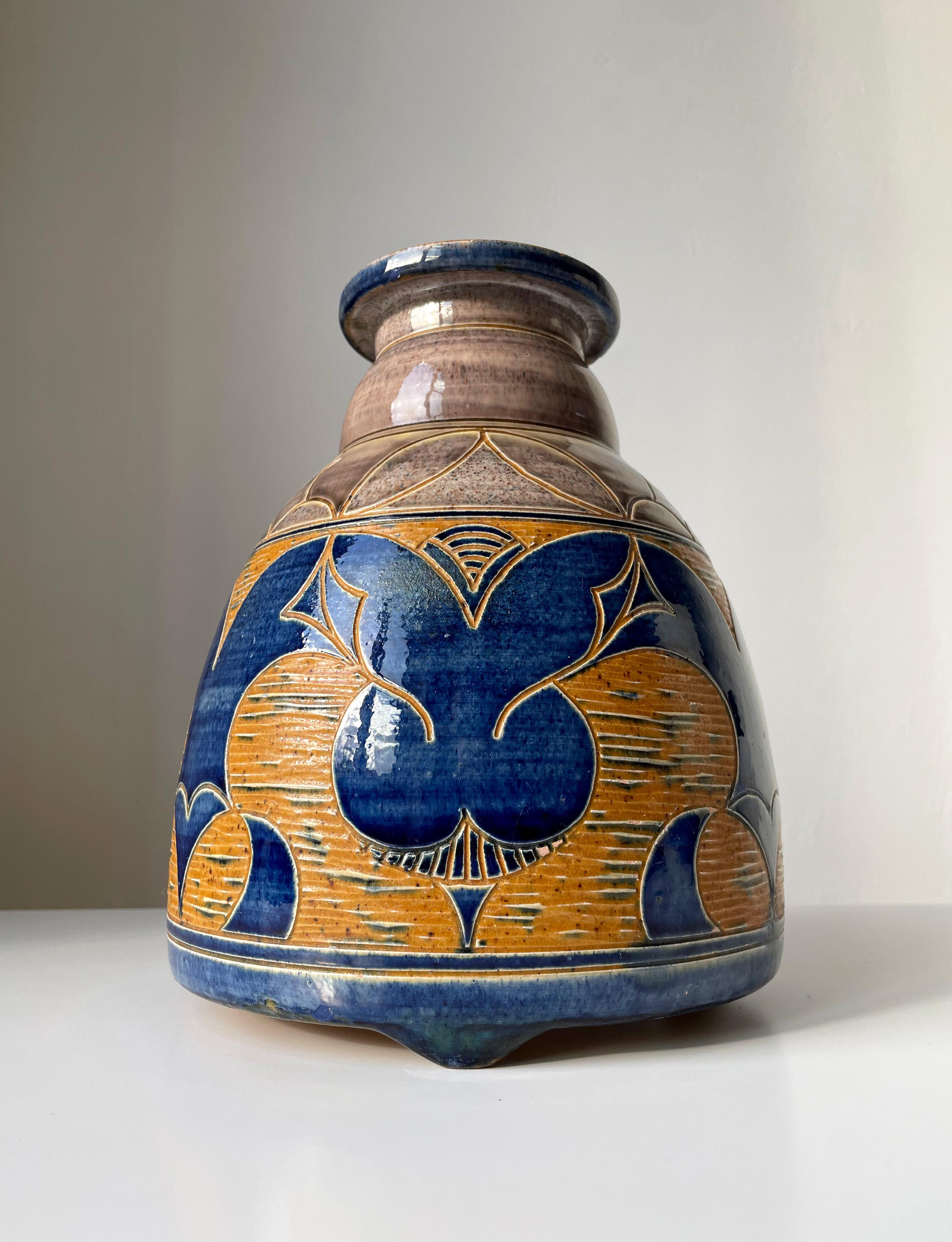 20th Century Large Antique Otto Grell Art Deco Ceramic Vase, 1929 For Sale