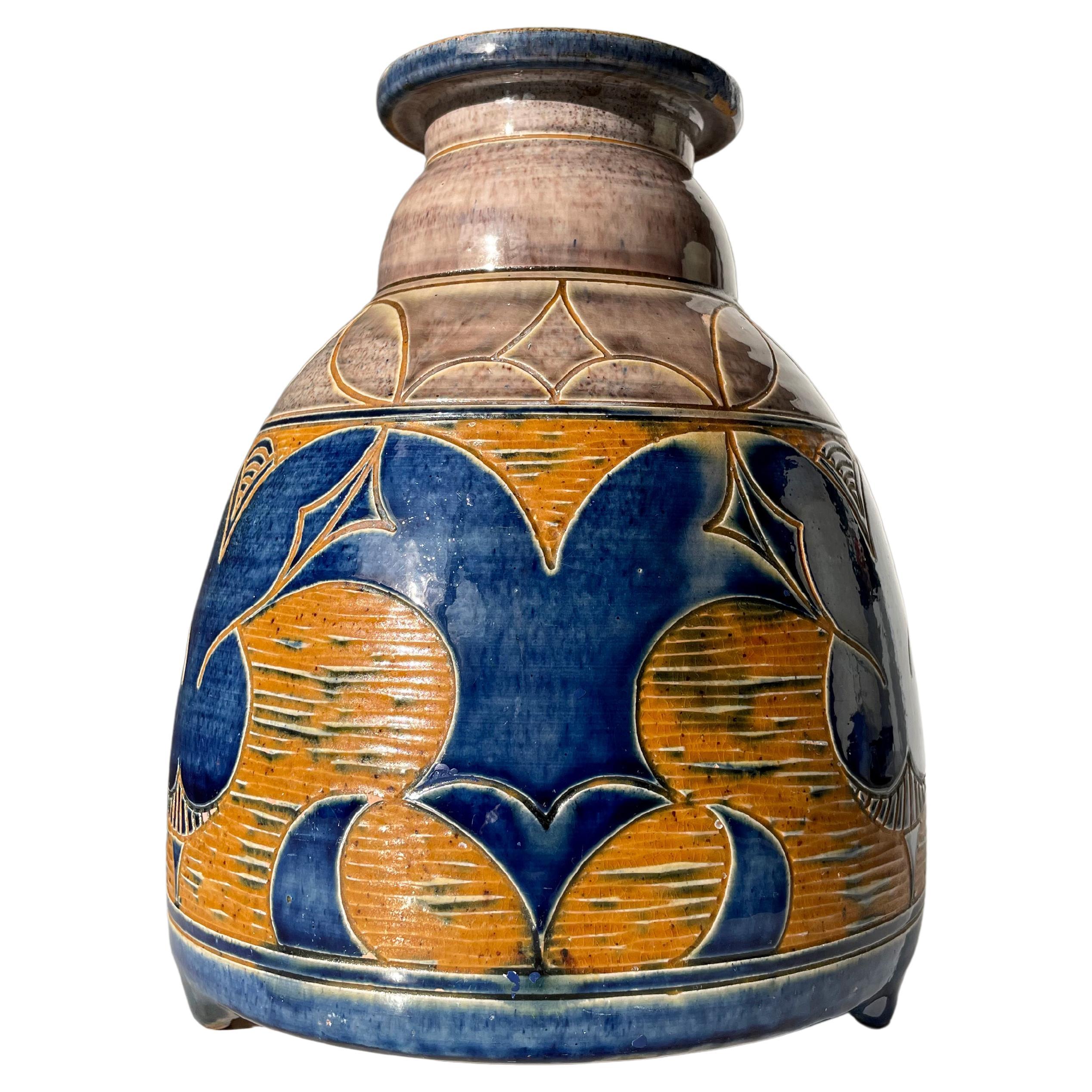 Large Antique Otto Grell Art Deco Ceramic Vase, 1929 For Sale