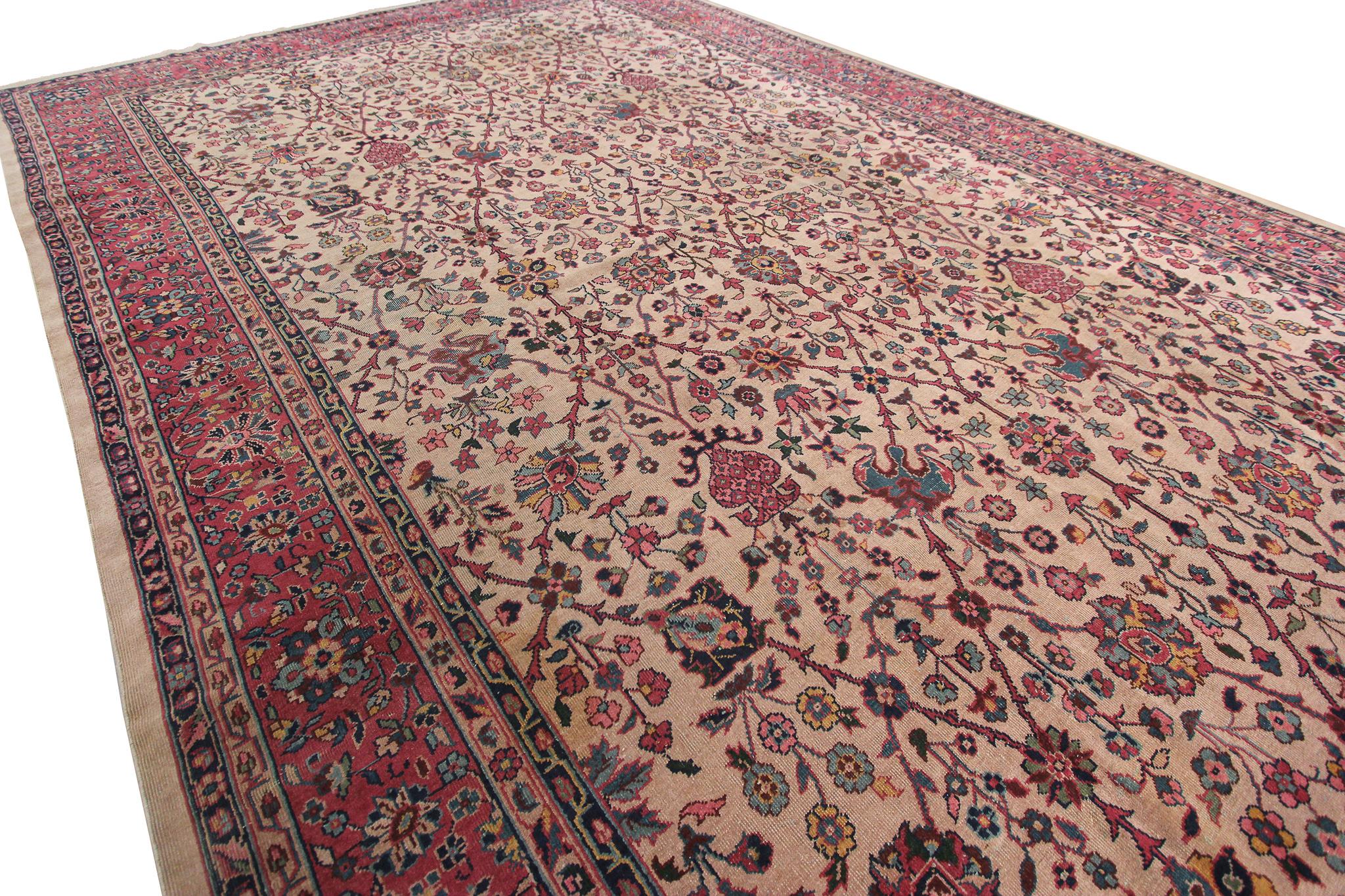 Hand-Knotted Large Antique Oushak Oversized Antique Turkish Oushak Geometric Overall For Sale