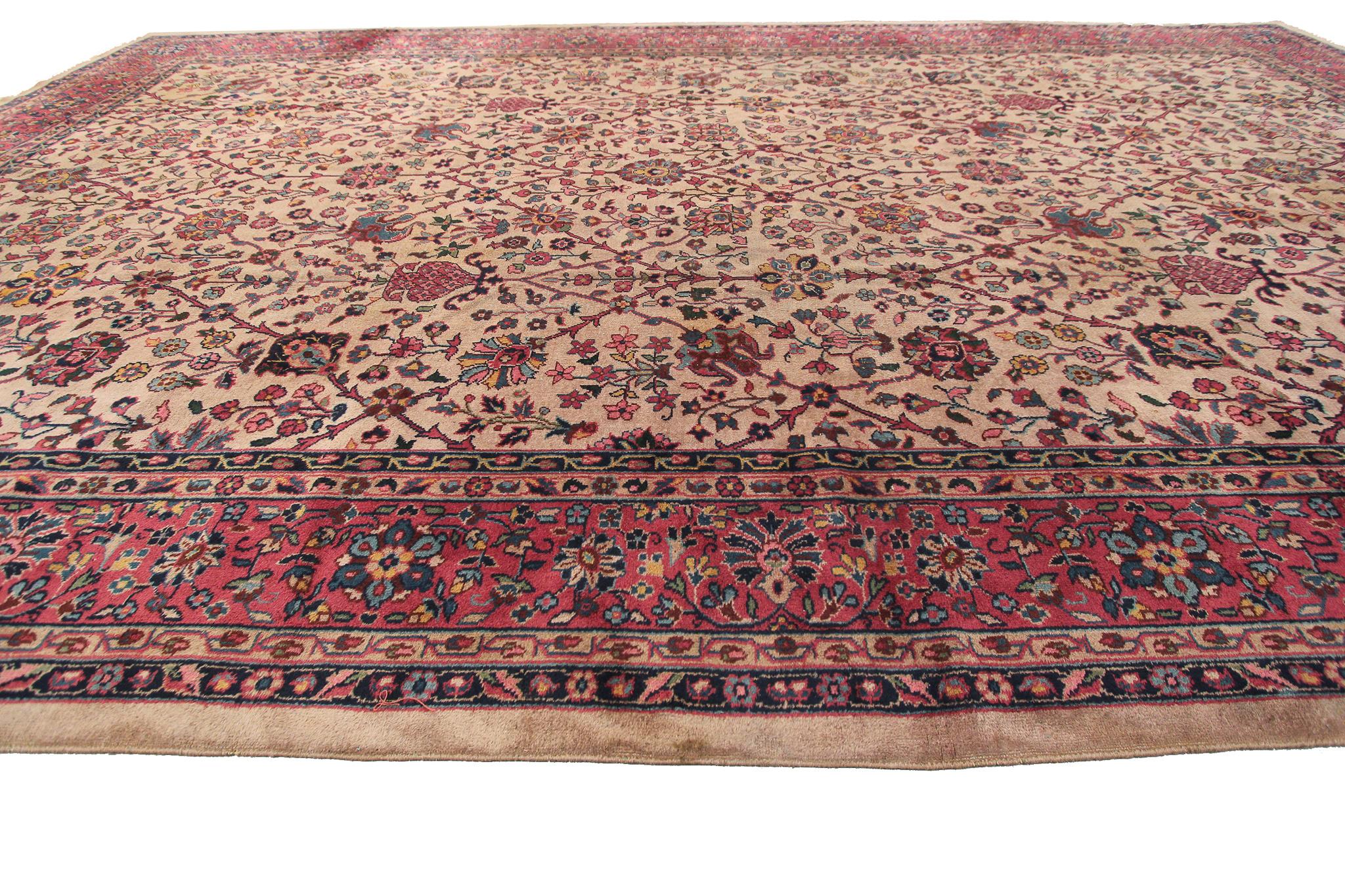 Large Antique Oushak Oversized Antique Turkish Oushak Geometric Overall In Good Condition For Sale In New York, NY