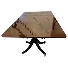 Large Antique Outstanding Quality Figured Mahogany 3 Pilar Dining Table