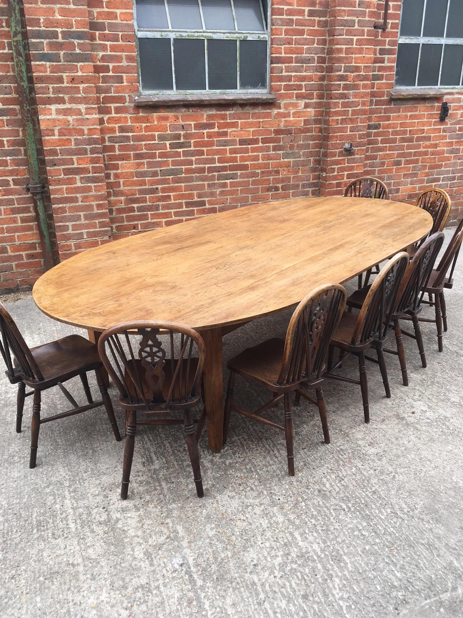 French Provincial Large Antique Oval 19th Century Table