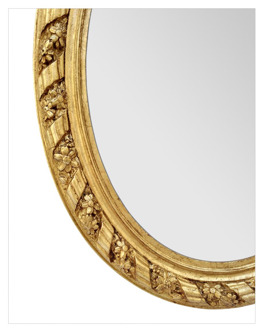 Großer antiker ovaler französischer Spiegel, um 1880 (Französisch)