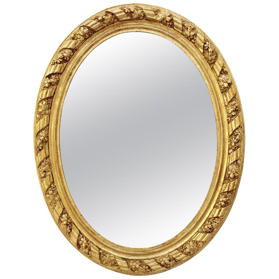 Large Antique Oval French Mirror, circa 1880
