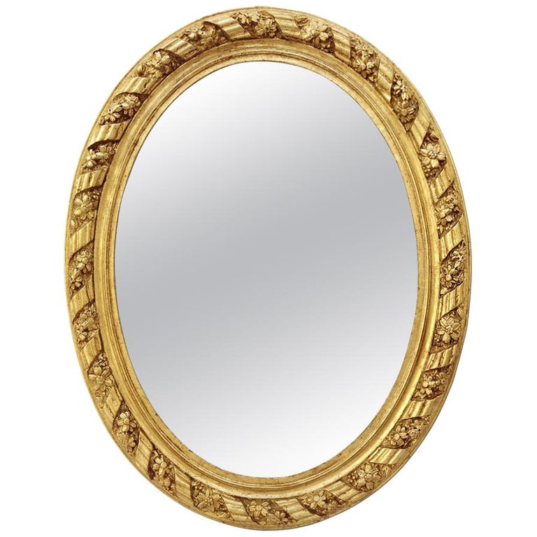 Large Antique Oval French Mirror, circa 1880 For Sale at 1stDibs
