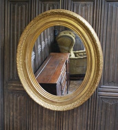 Large Antique Oval Gilded Mirror
