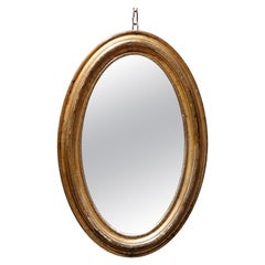 Large Antique Oval Giltwood Wall Mirror, circa 1830